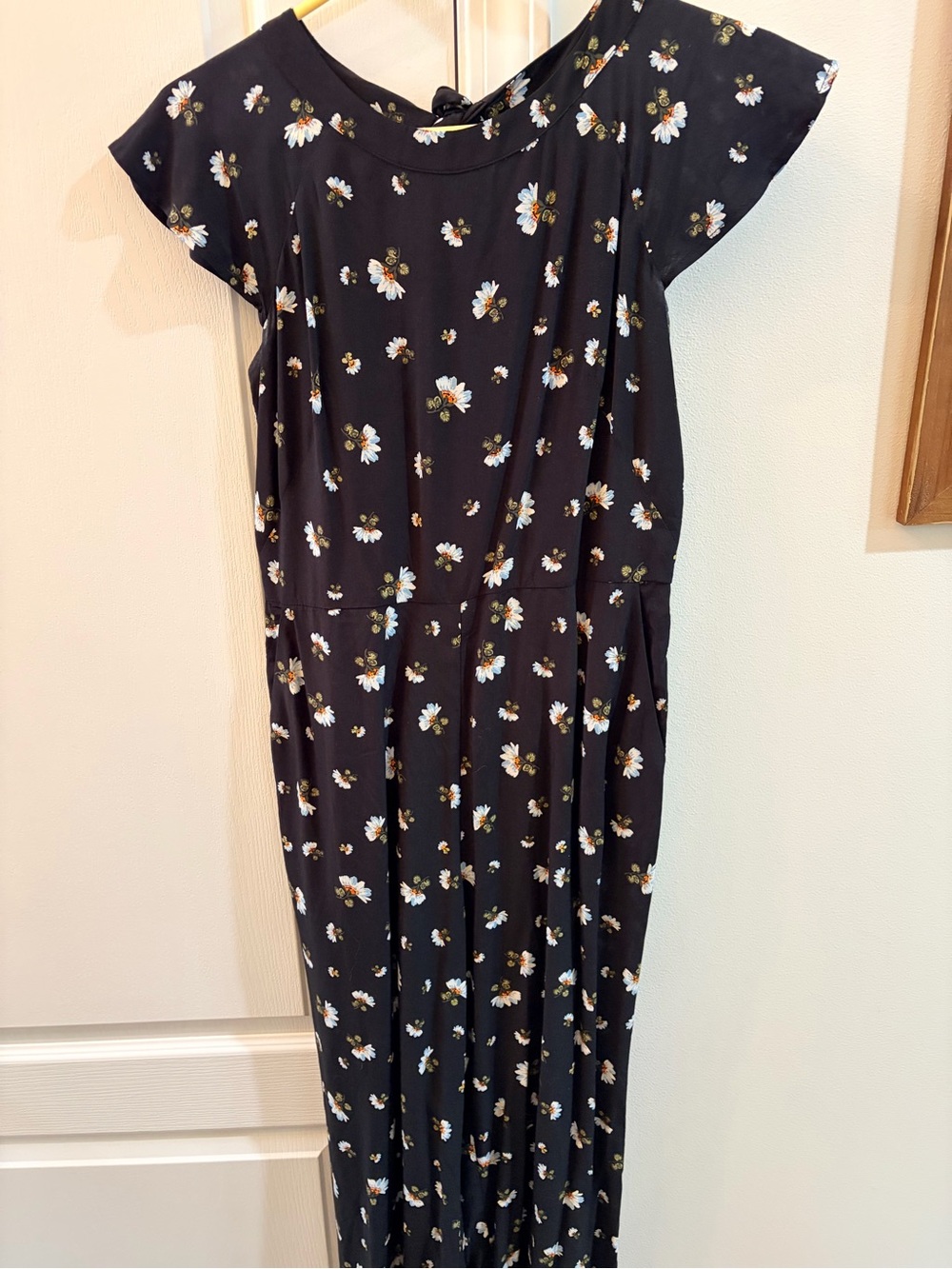 Black Floral Jumpsuit with Daisy Print